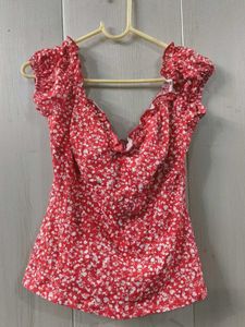 Red Floral Off-Shoulder Top