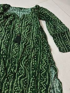Green Bandhani Print Kurta