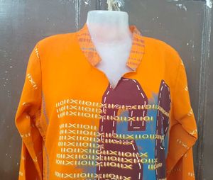 Orange Printed Short Kurti