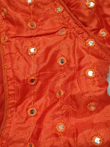 Orange Mirror Work Blouse