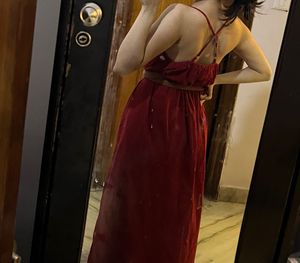 Wildest Dreams: Red Beaded Flowy Maxi Dress