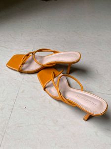 Stylish Orange Square Toe Heels