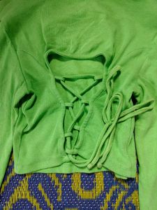 Lime Green Long Sleeve Crop Top