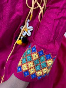 Magenta Long Suit Full Sleeves With Shell Belt