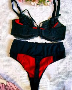 Red &amp; Black Lace Bra