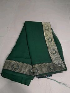 Elegant Green Saree with Gold Border