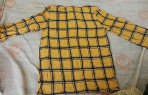 Yellow Plaid Long Sleeve Top