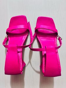 Pink Square Toe Heels