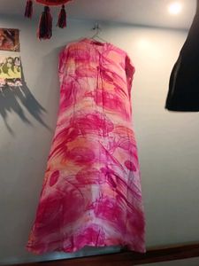 Vibrant Pink &amp; Orange Abstract Print Kurta
