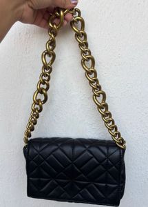 ZARA Black Quilted Chain Crossbody Bag