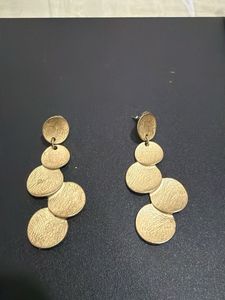 Gold Tone Layered Disc Earrings