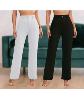 Straight White & Black Trousers