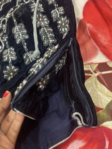 Embellished Velvet Lehenga Choli💙🩷