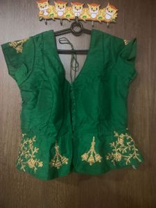 Elegant Green Embroidered Blouse