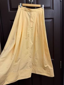 Light Yellow Pleated Maxi Skirt