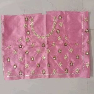 Embellished Pink Silk Blend Blouse Piece