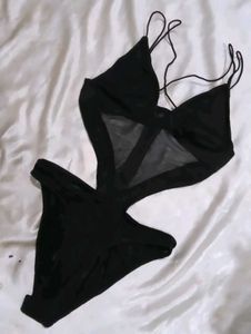 Sexy Black Mesh One-Piece Swimsuit