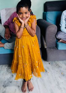 Yellow Embroidered Frock for Girls