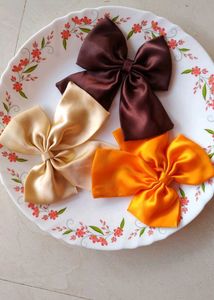 Set of 3 Satin Bow Hair Clips