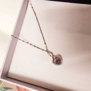 Beautiful Purple Stone Heart Anti-tarnish Necklace