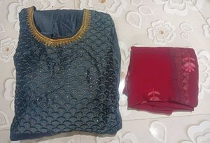 Woman Grey Printed Grown Set (Free size upto L)