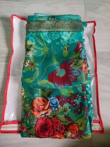 Beautiful green floral saree.