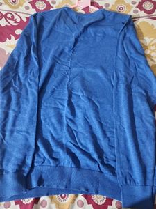 Blue Cotton Crew Neck Sweater