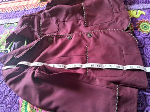 Burgundy Blazer with Trim Detail