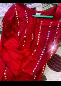 Pretty Red Mirror Kurta