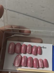 Pink Glitter Press-On Nails