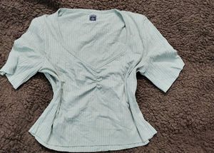 Ribbed Knit Top pista green