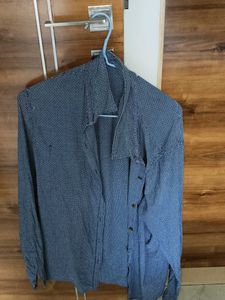 Stylish Men's Blue Dotted Button-Up Shirt