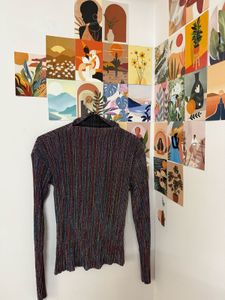 Striped Ribbed Turtleneck Top