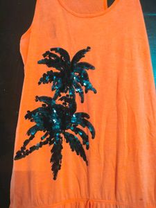 Coral Palm Tree Dress Neon color