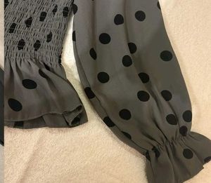 Chic Polka Dot Smocked Peplum Top