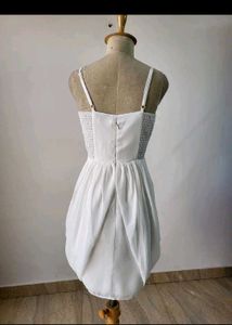 Elegant White Bubble Hem Dress
