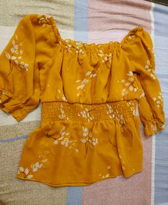 Chic Yellow Floral Off-Shoulder Top