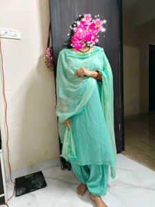 Teal Printed salwar suite