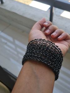 Black Beaded Bangle Set