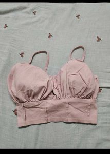 Mauve Smocked Bustier Crop Top