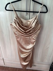 Satin Cowl Neck Mini Dress