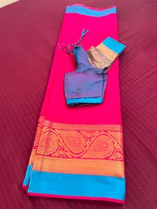 Vibrant Pink Saree with Blouse