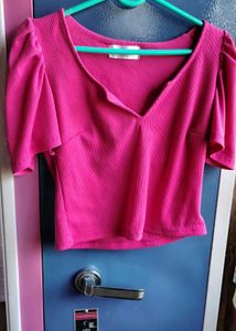 Vibrant Pink Puff Sleeve Top