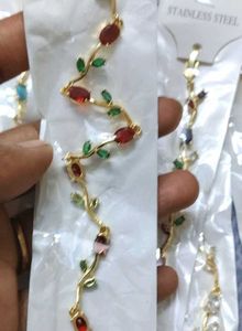 Elegant Floral Gemstone Bangle