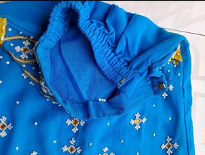 Yellow Blue Combination Lehnga choli