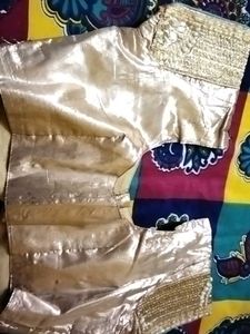 Stunning Blue Saree with Golden Embellishments