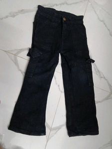 Kids Black Cargo Jeans