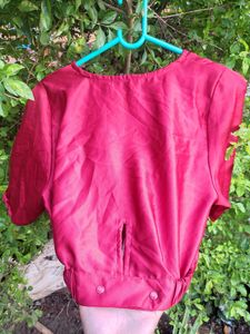 red satin crop top