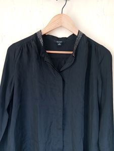 Black Casual Button Up Top (Women)