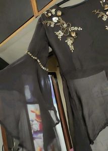 Elegant Brown Embroidered Kurta Set